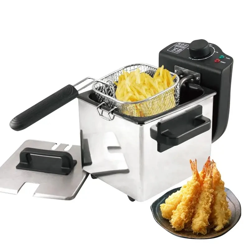 1.5L Mini Electric Deep Fryer Household Constant Temperature Frying Machine Smokeless Frying Cooker