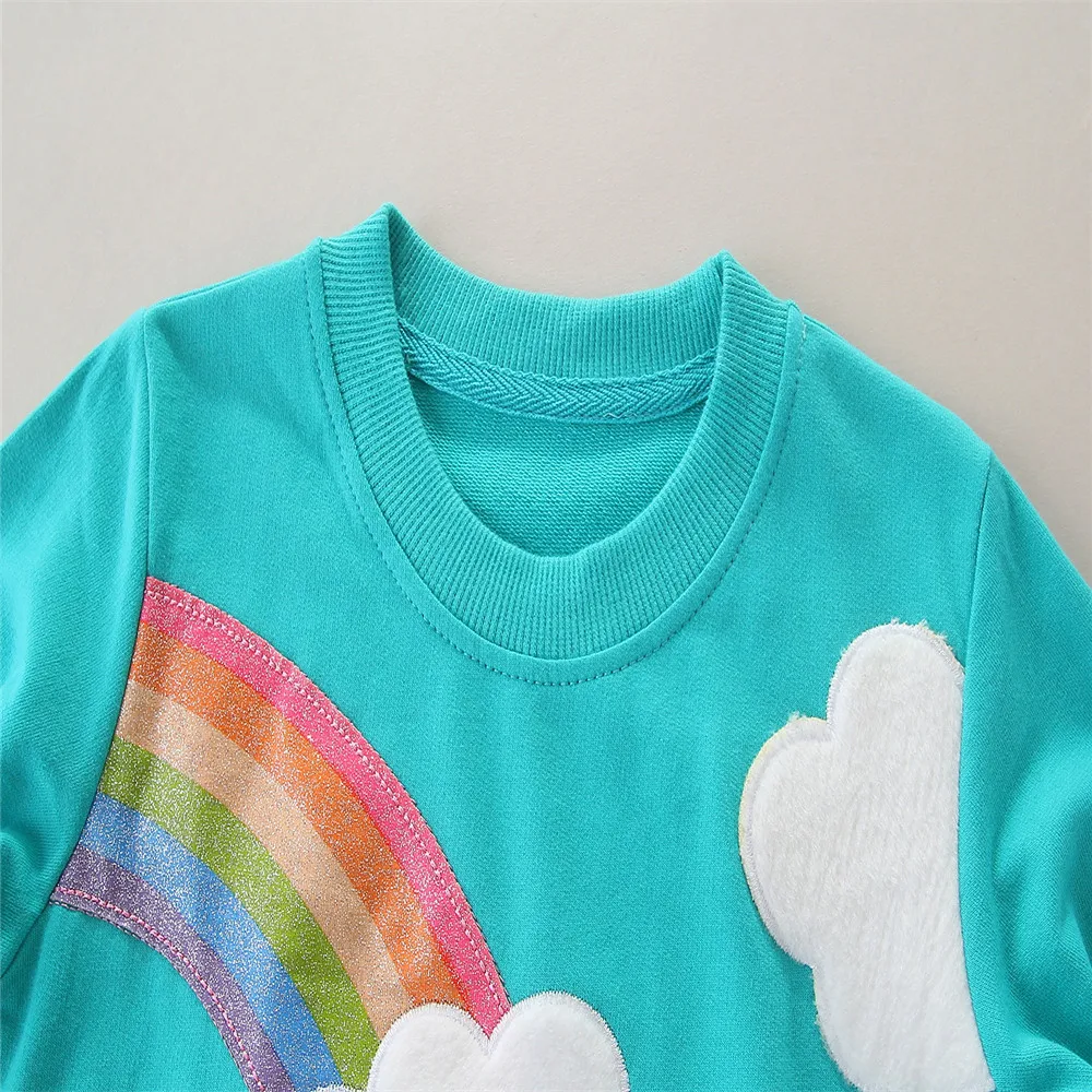 Новинка модные хлопковые свитшоты zeeхлеба для девочек с радужной вышивкой
