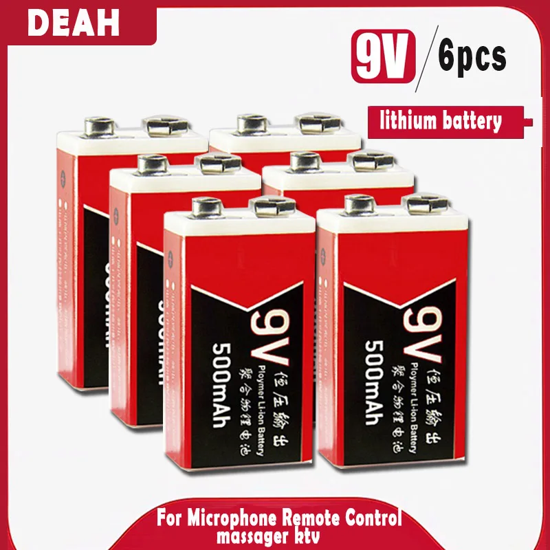 6 шт 9V 500mAh usb литий полимерный литиевый перезаряжаемый аккумулятор для мультиметр