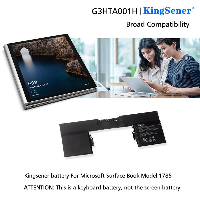Аккумулятор KingSener G3HTA001H 93HTA001H для клавиатуры Microsoft Surface Book 1785 7 57 в 8030 мА · ч |