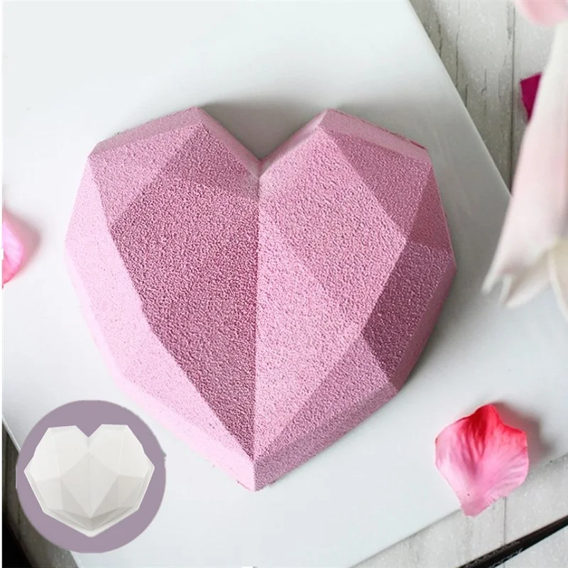 Силиконовая 3D форма для выпечки в виде сердца с бриллиантами шоколадных печенья