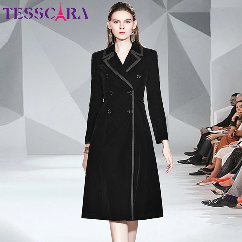 Женский осенне зимний Блейзер TESSCARA бархатный тренчкот женское