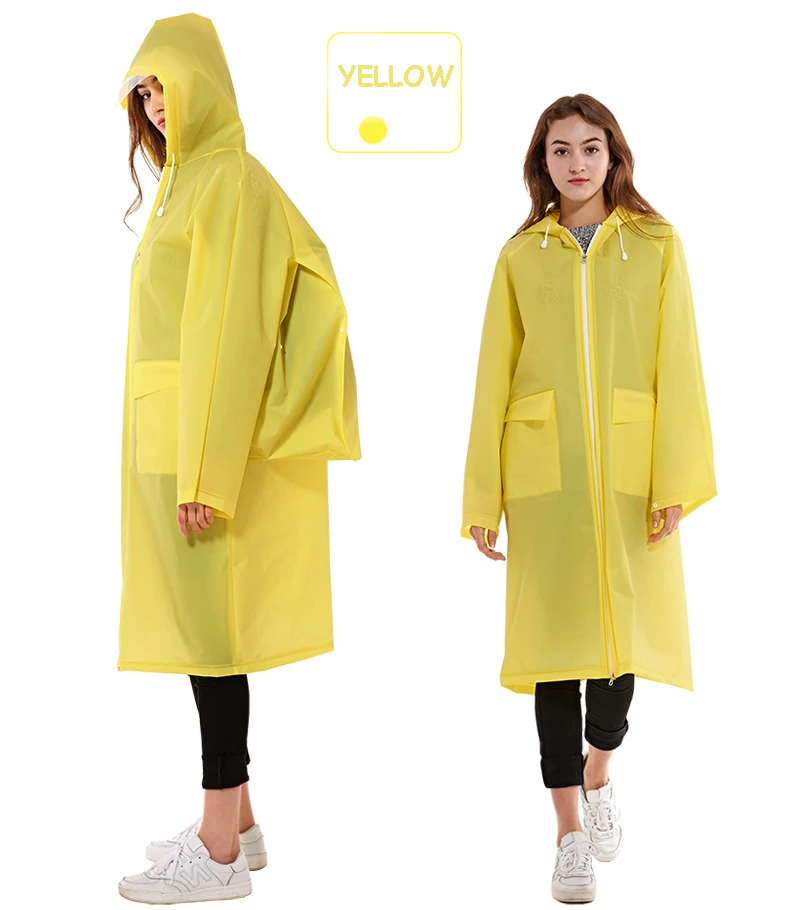 zipper YELLOW Yuding дождевик пластиковый толстый дождевик для женщин \ мужчин пончо Универсальный водонепроницаемый туристический Туризм с капюшоном школьный плащ - Цвет: zipper YELLOW