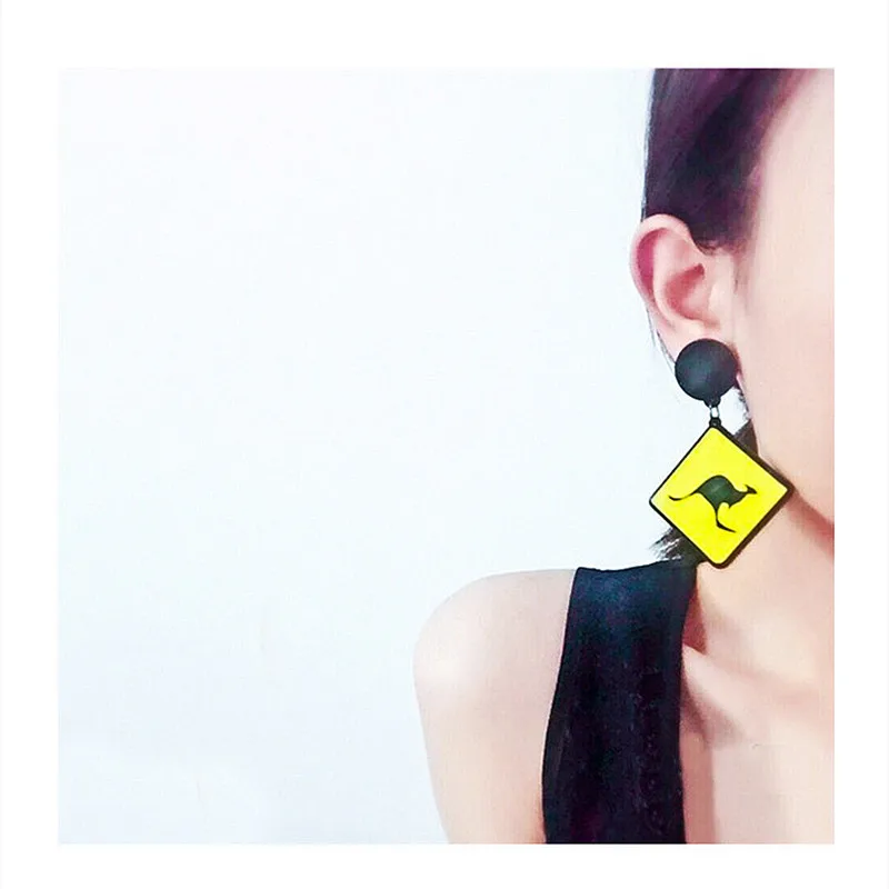 Новые корейские акриловые квадратные геометрические длинные серьги кенгуру с