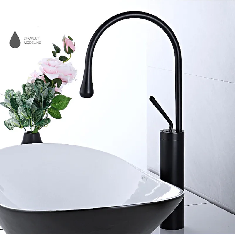 Смесители для раковины латунный Черный Высокий Низкий смеситель с одной ручкой в