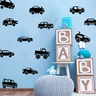 Мультяшные 12 шт. автомобильные наклейки на стену для детской комнаты, игровой комнаты, гоночный грузовик, автобус, мотоцикл, дом, кемпинг, домов на колесах, настенные наклейки Garmeroom, виниловые украшения