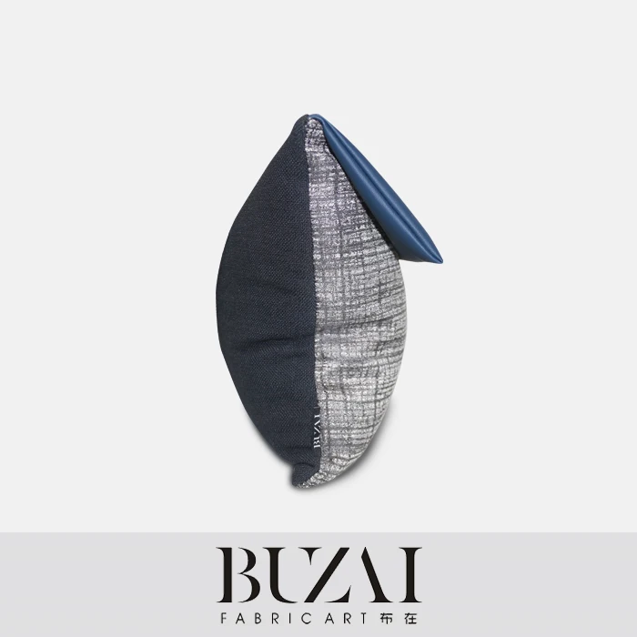 Light Grey Plaid Cushion Cover Decorative Blue Leather Living Room Sofa Pillowcase Home Decor Throw Pillowcase