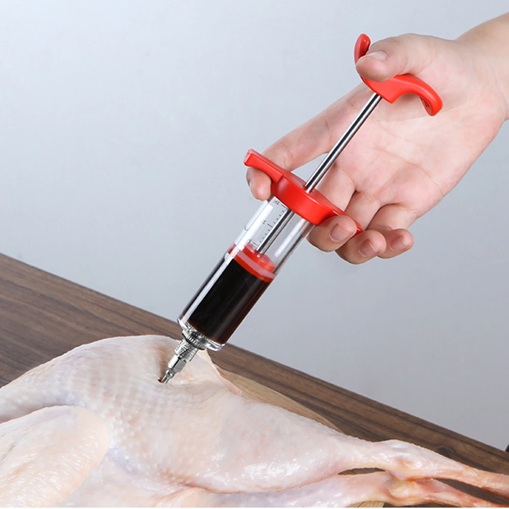 

Free shipping Hot Selling BBQ Meat Syringe Marinade Injector Turkey Chicken Flavor Syringe Kitchen Cooking Syinge Accessories