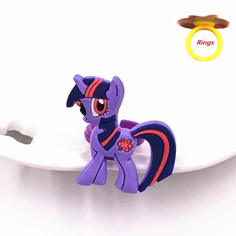 6 шт./компл. Детские Кольца с единорогом из мультфильма Моя маленькая лошадь для