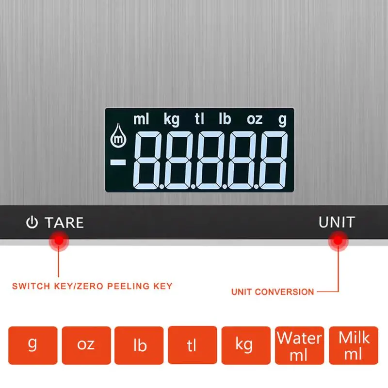 

Professional Household Digital Kitchen Scale Electronic Food Scales Stainless Steel Weight Balance Measuring Tools g/kg/lb/oz