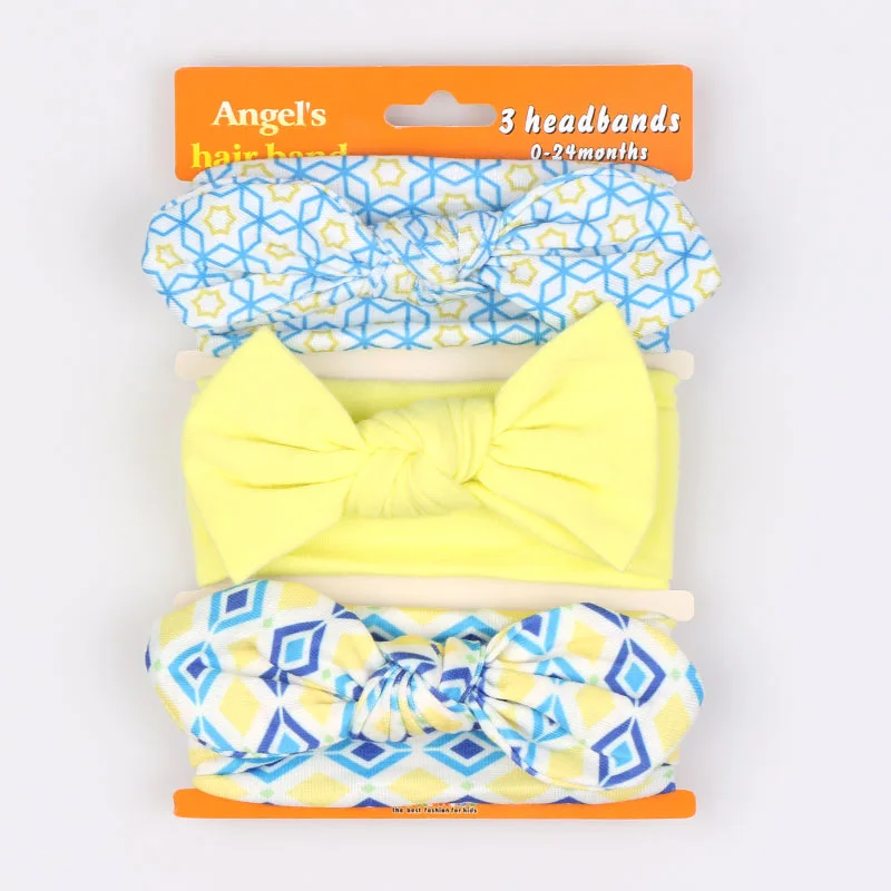 GY 3Pcs Cute Baby Kids Headband Neonata Bow Flower Elastic Hairbands Girls Headbands Children Turban Hair Accessories Set | Мать и