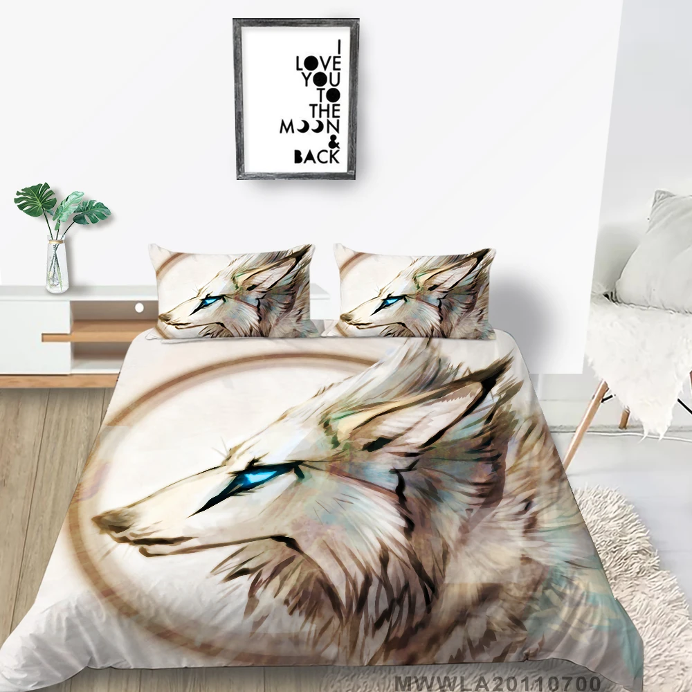

3D Wolf Bedding Set Creative Duvet Cover Set King Queen Double Modern Home Bed Set Pillowcase Teen Boys Adult Hot Selling