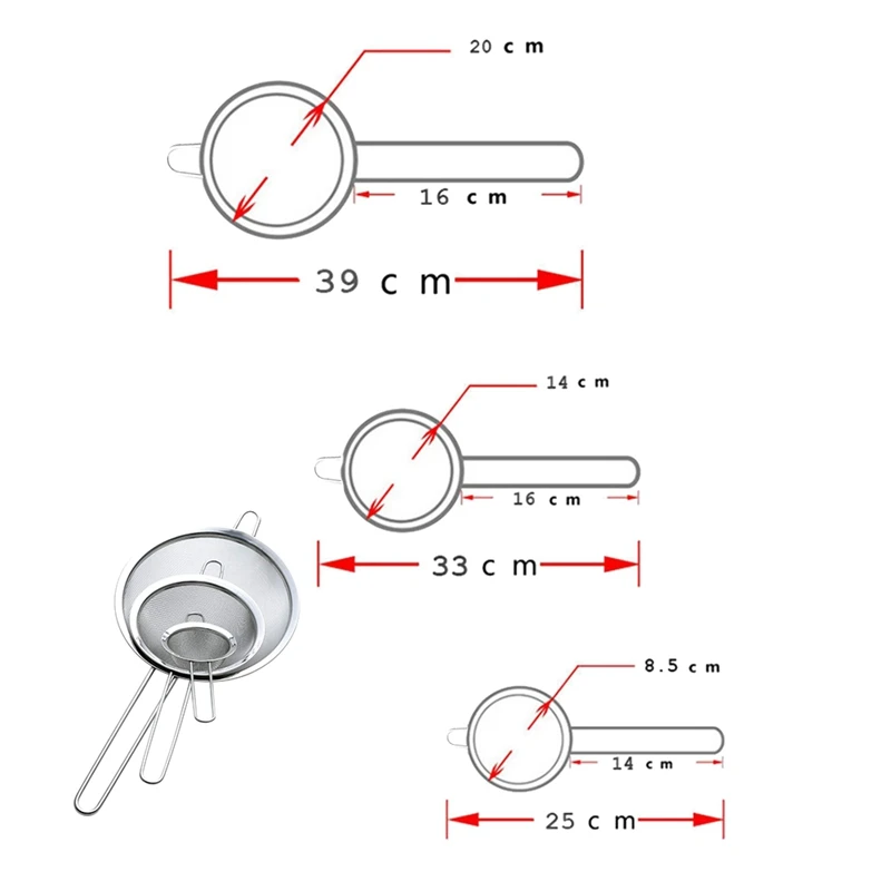 Сетчатый фильтр из нержавеющей стали с длинной ручкой для кухни маленький