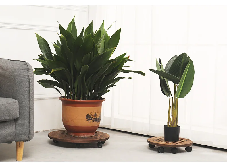 

Creative Flowerpot And Receptacle Thickened Solid Wood Round Tray RollerMoving Universal Wheel Flowerpot Base