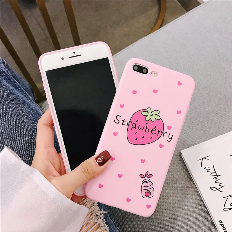 Милые чехлы с рисунком клубники и молока для iphone 11 Pro max X XR XS Max чехол 6 6s 7 8 plus мягкий