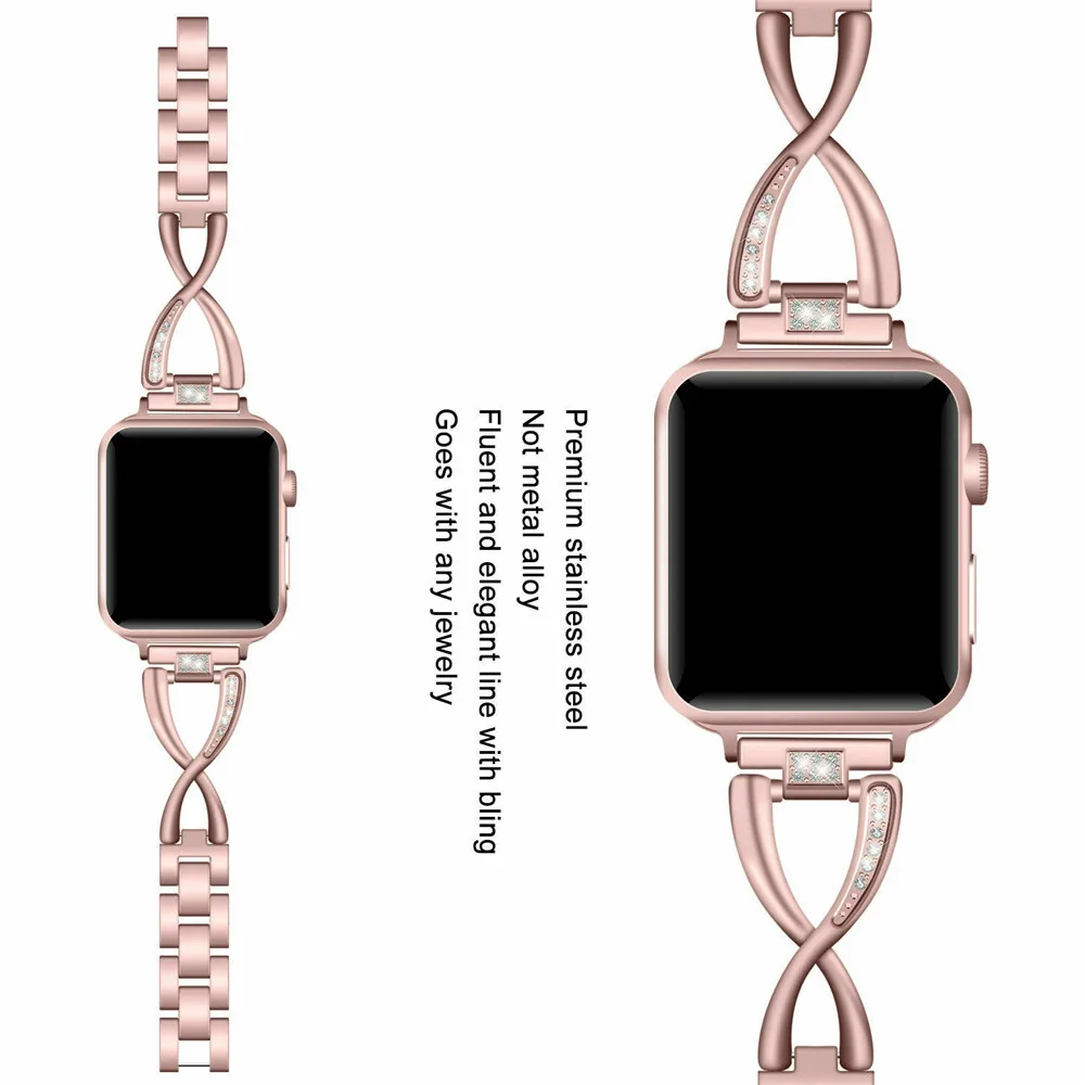 2020 модный ремешок из нержавеющей стали для iwatch браслет на петле стразы 38 42 40 44 мм