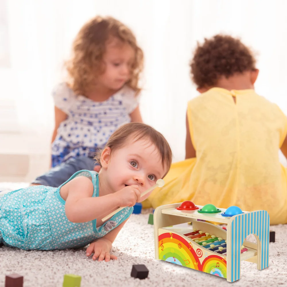 

Early Education Kids Wooden Pounding Bench Baby Xylophone Plaything
