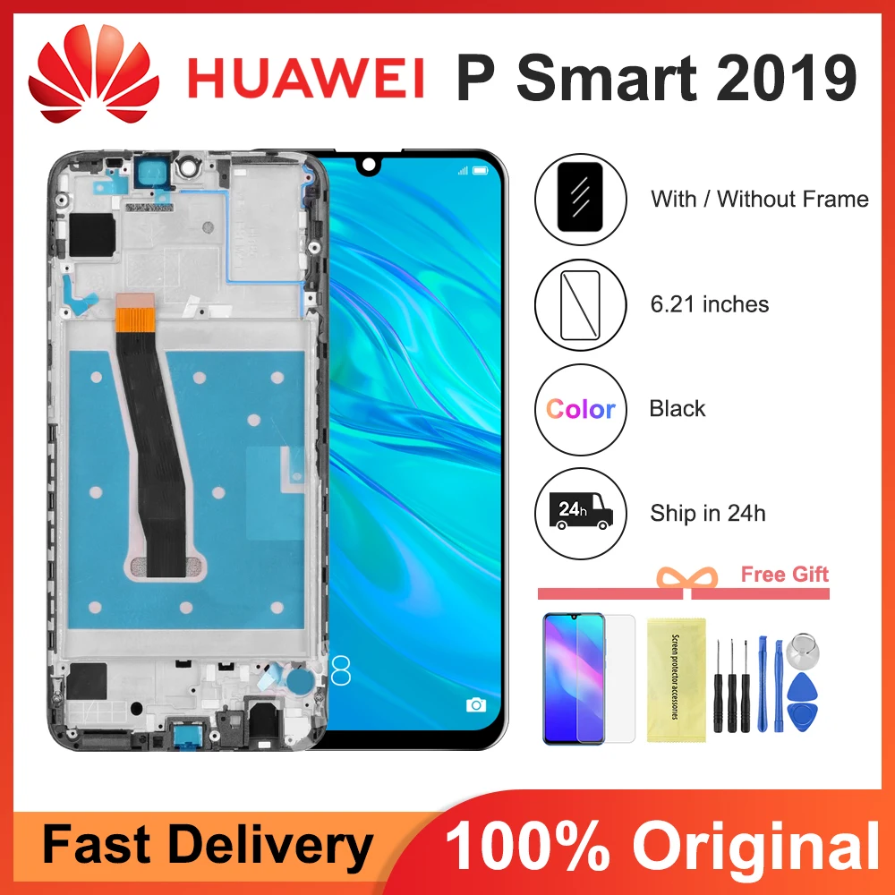ЖК-дисплей 6 21 дюйма для Huawei P Smart 2019 с сенсорным экраном дигитайзер в сборе рамкой
