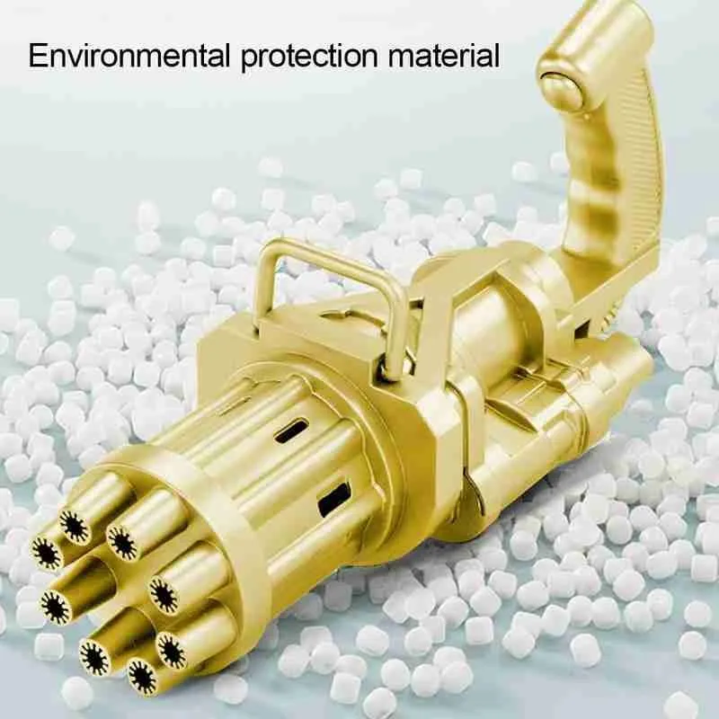 

Summer Kids Gatling Bubble Toy Children Kids Outdoor Toys Automatic Soap Water Bubble Machine Eight Holes Make Bubbles