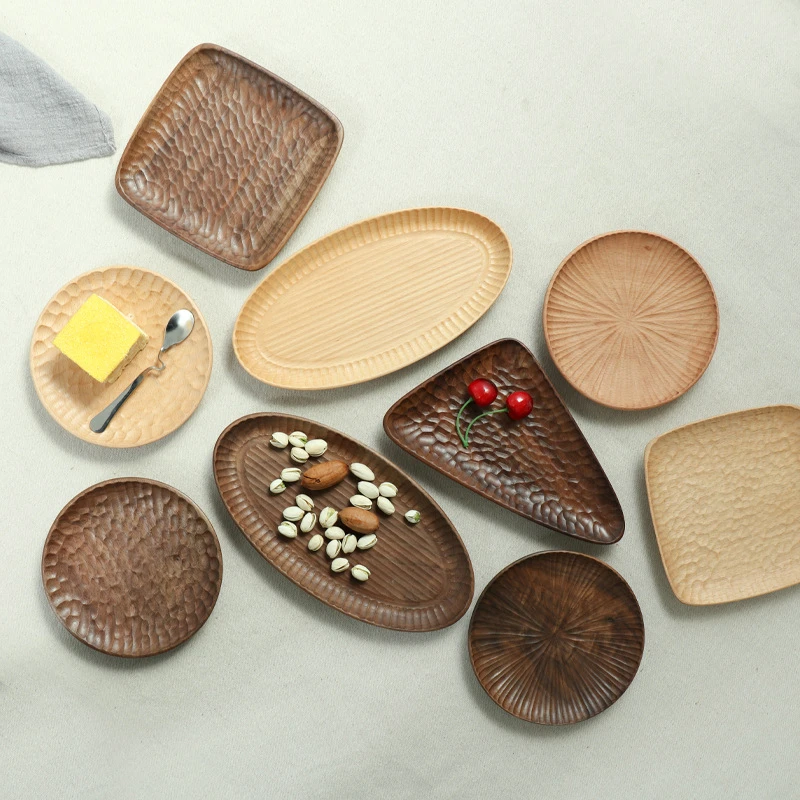 

Black Walnut Plate Salad Fruit Candy Tea Coffee Dessert Dinner Wooden Tray Plates Storage Dishes