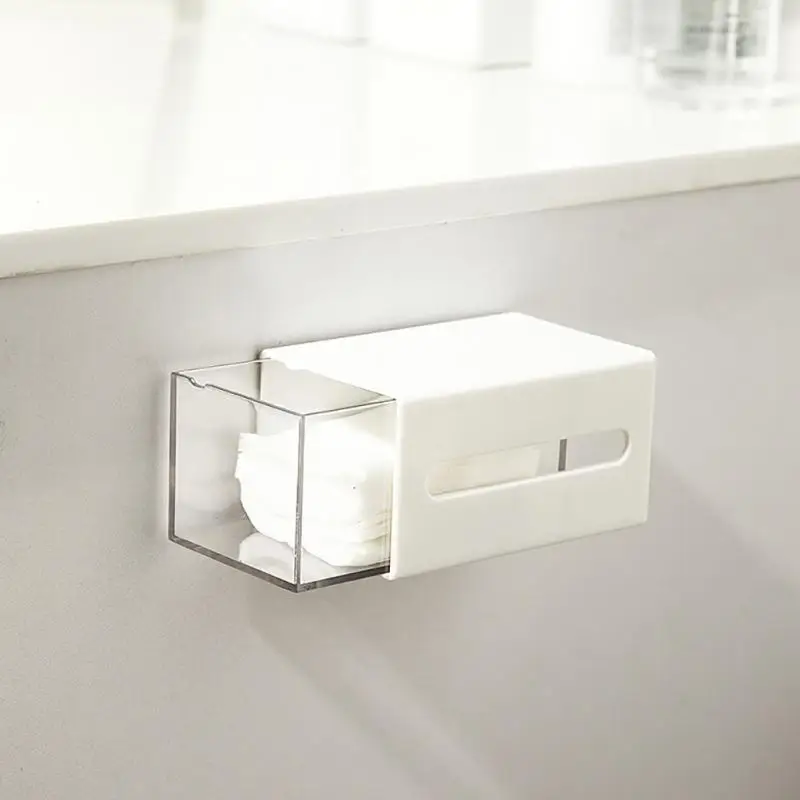 

Multifunction Wall-mounted Two-way Storage Box Bathroom Cotton Swab Storage Box Multifunctional Jewelry Storage Pull Box White