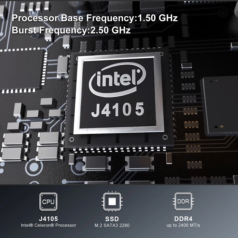 Мини-ПК Beelink GK Mini Windows 10 Pro 2021 года Intel Gemini J4105 J4125 DDR4 8 ГБ ОЗУ 128 Гб SSD 5 8G WiFi 1000M BT4.0 4K
