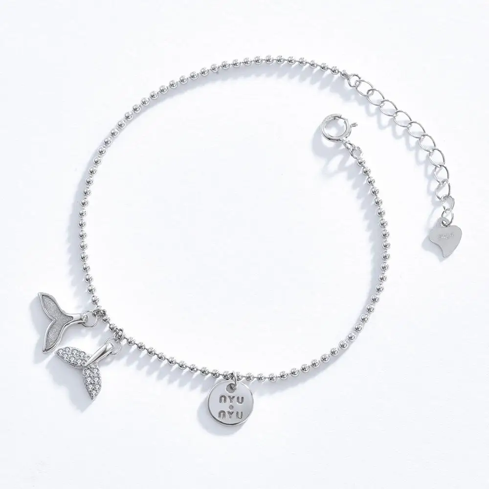 

SILVERHOO Real Sterling Silver 925 Jewelry Chain Bracelets For Women Minimalist Shining Fishtail Tag Adjustable Charms Bracelet
