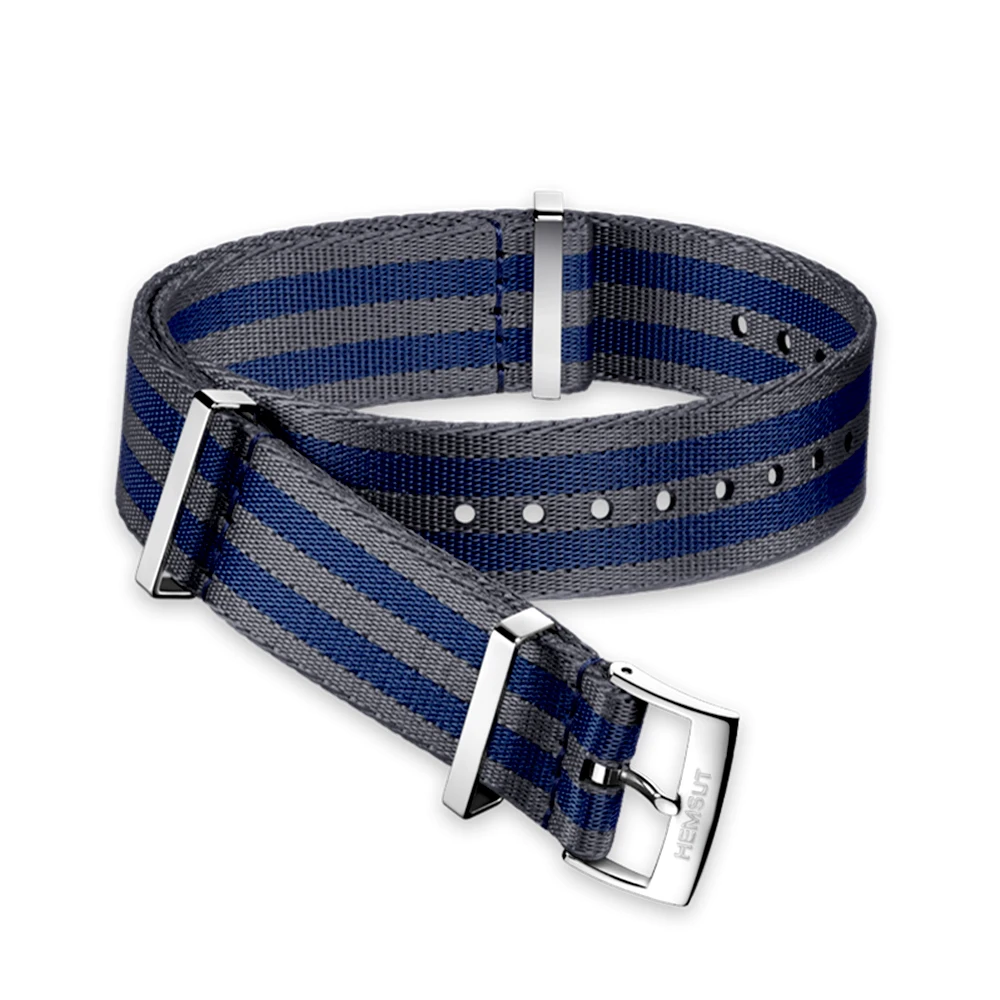 Premium Quality Nato Watch Strap Nylon 18mm 20mm 22mm 24mm James Bond Design Grey Nato Watch Band Skin-friendly Material