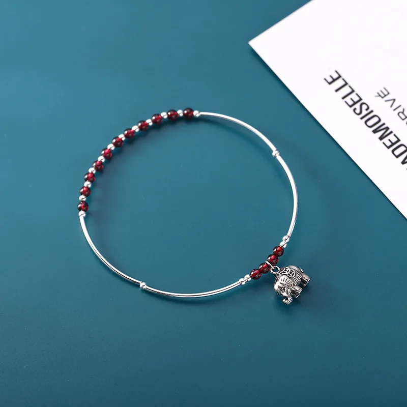 Браслеты-анклеты женские из серебра 925 пробы с натуральным гранатом 2020 |