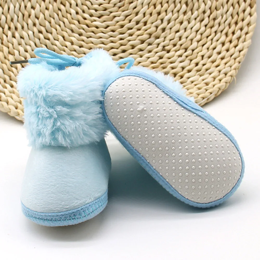 

Теплые зимние сапоги для маленьких девочек и мальчиков 0-18 месяцев, детская новая обувь с мягкой подошвой, однотонные кашемировые плюшевые з...