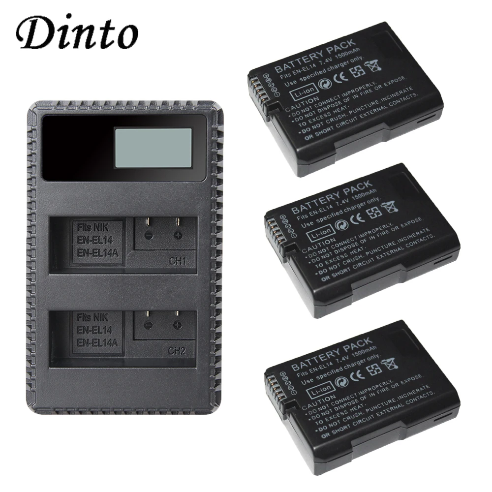 Dinto EN EN14 RU EL14 ENEL14 Перезаряжаемые Камера Батарея + USB зарядное устройство для Nikon D5300