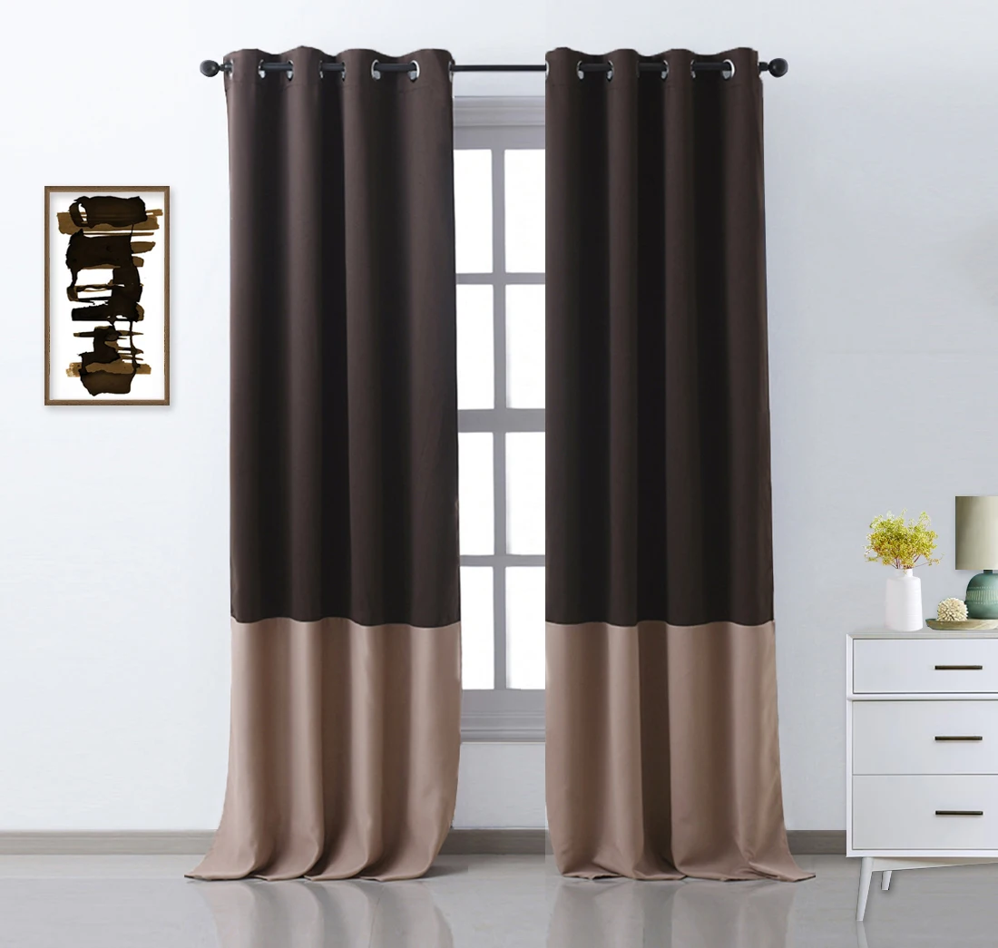 Brown and Khaki NICETOWN, 1 шт., 2 тона, новые цветные оконные шторы, оконное покрытие, модная термоизолированная уплотненная драпированная панель - Цвет: Brown and Khaki