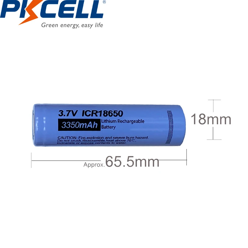 Литиевые батареи PKCELL ICR 18650 12 шт. ICR18650 3 7 в литий ионные аккумуляторы 3350 мАч плоские