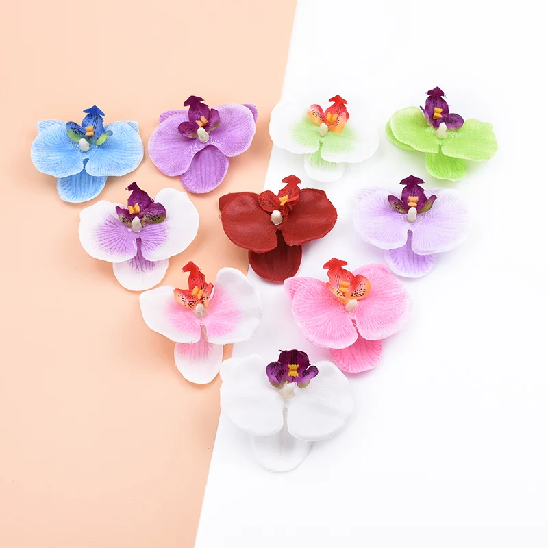 

100/200pcs 6CM Artificial flowers Home decor Diy Wedding Handmade Scrapbooking decorative flowers wreaths Silk Butterfly orchid