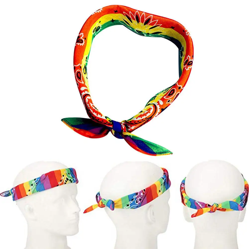 4 шт унисекс Радуга бандана квадратный ободок хип хоп гей Прайд повязка на голову