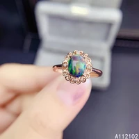 kjjeaxcmy fine jewelry s925 sterling silver inlaid natural black opal new girl exquisite ring support test chinese style