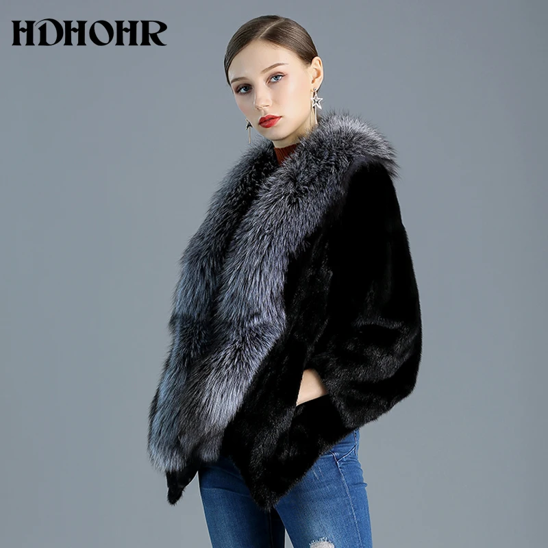 HDHOHR новые шубы из натурального меха, женские шубы из натурального меха норки, для отдыха, теплая зимняя короткая норковая Меховая куртка