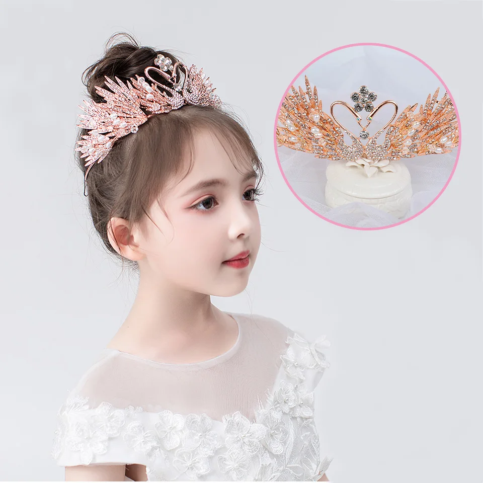 Лебедь Серебряный Цвет Кристалл Свадебная Корона тиара невесты повязки Новый