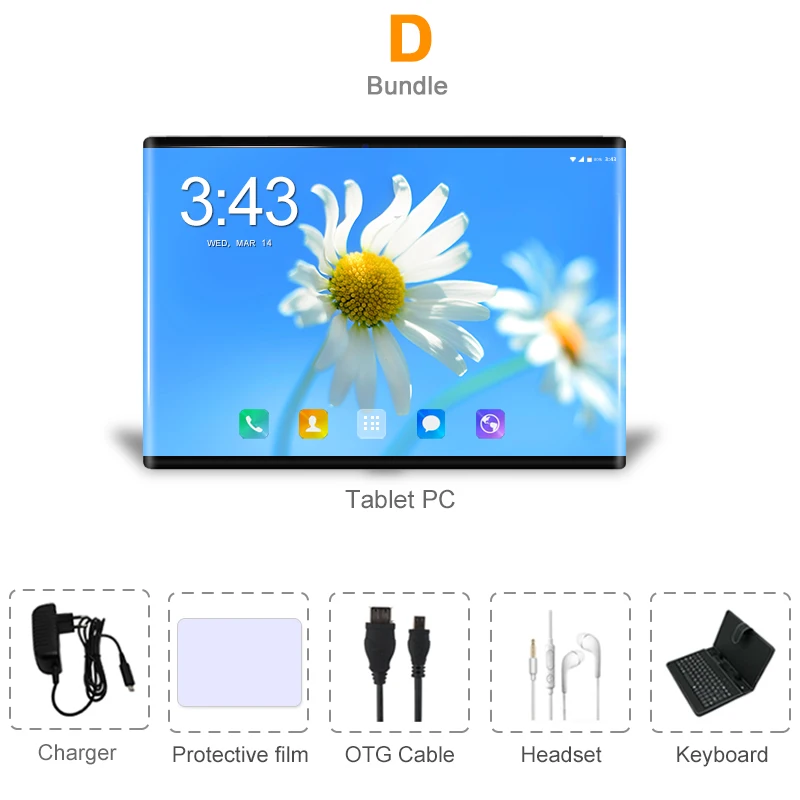 Комплект 4 DHL бесплатно 10 дюймов 2.5D стекло планшетный ПК Android 8,1 Octa Core 4G LTE 6 Гб ram 64 Гб rom 1280*800 ips A-GPS планшеты 10 10,1+ подарки - Комплект: Комплект 4