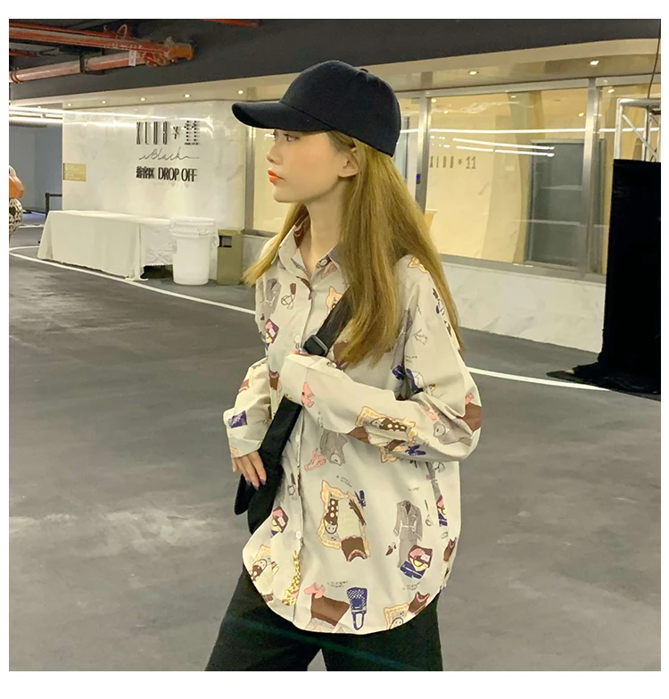 

autumn print womens clothing fashion brand loose blusas mujer de moda vintage long sleeve shirts turn-down collar blouses new