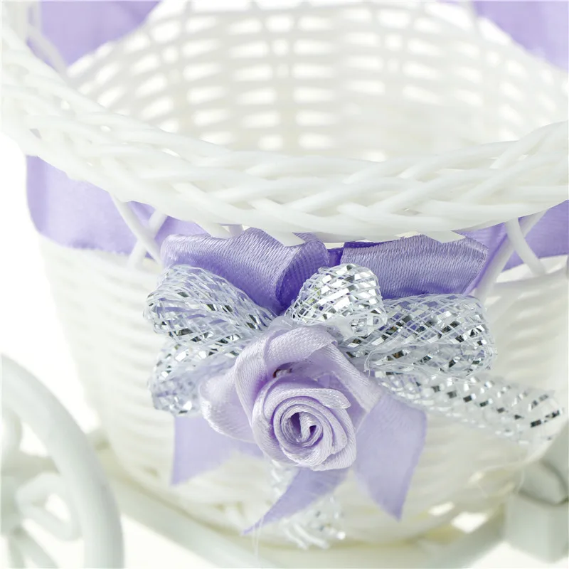 

New Bicycle Decorative Flower Basket Newest Plastic White Tricycle Bike Design Flower Basket Storage Home Party Decoration Pots