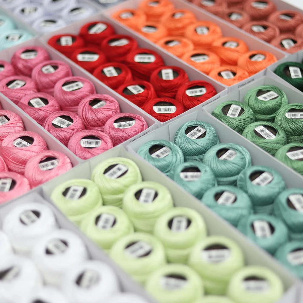 10 коробка с шариками Размер 8 жемчужный Хлопок Вязание крючком нить 43 ярдов