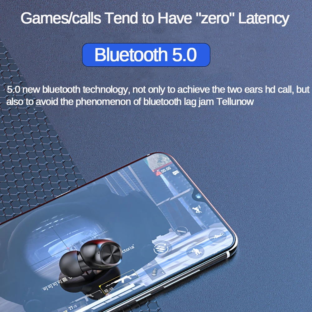 

5D Mini Wireless Bluetooth 5.0 Earphone in Ear Sport with Mic Handsfree Headset Earbuds For Samsung All Phone Earphones