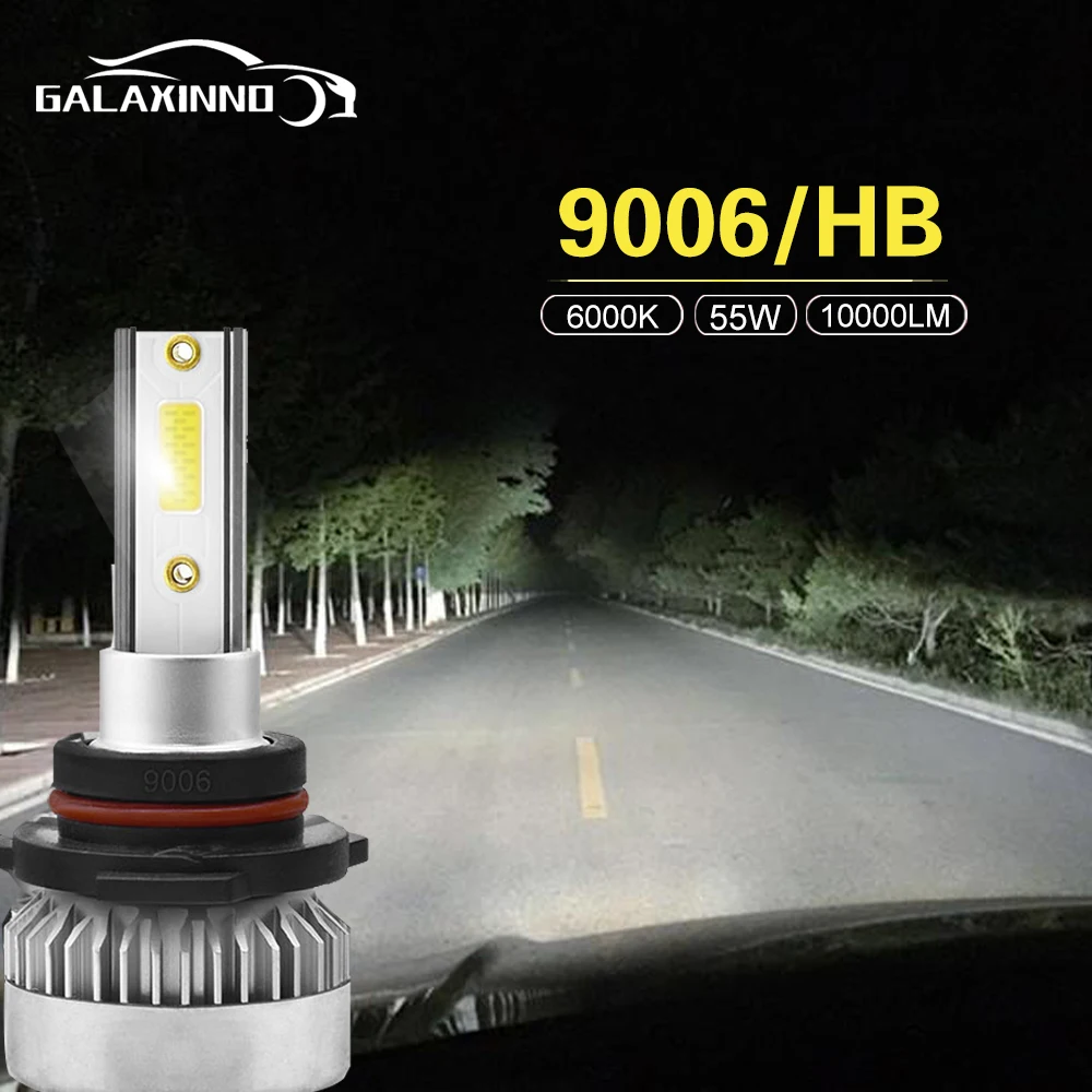 2 шт. Автомобильные светодиодные фары 6000 К 55 Вт 12 В 9006 лм|Передние LED-фары для авто| |