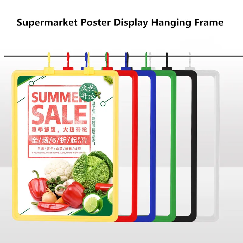 2 Pieces A4 Letter Size Plastic Supermarket Price Listing Hanging Display Frame Product Ads Poster Frame