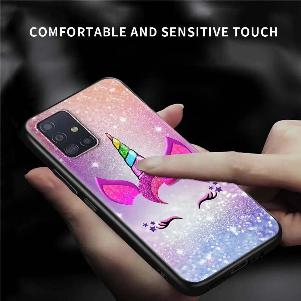 

Case For Samsung Galaxy A51 A21s A71 A12 A31 A52 A41 Black Soft Phone A11 A72 A32 A42 5G A01 A91 Fundas Cartoon Unicorn