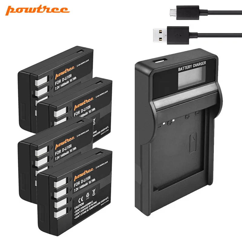 Powtree для PENTAX D LI109 Li Ion DLI109 батарея + USB ЖК дисплей Зарядное устройство Pentax K 30 50 500 S1