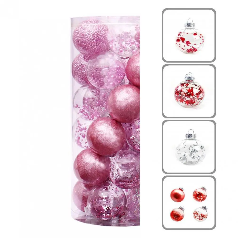 

Lightweight 24Pcs Great Hanging Decorative Glitter Balls Decor 10 Colors Glitter Baubles No Odor for Dorm