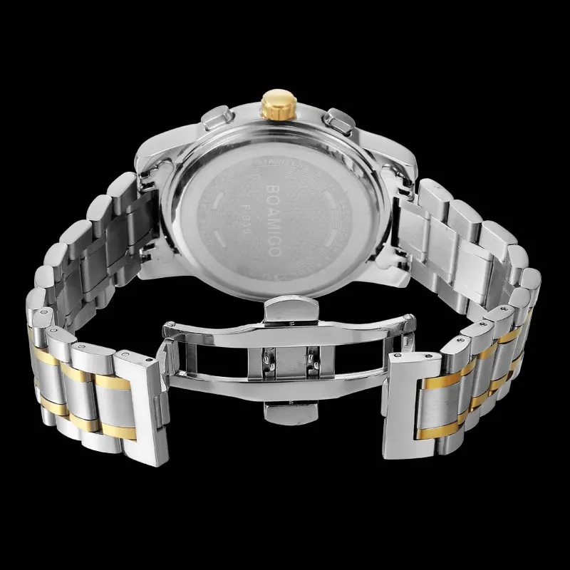 Мужские водонепроницаемые кварцевые часы с хронографом полностью стальные
