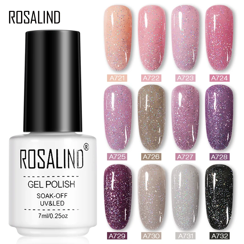 Гель-лак для ногтей ROSALIND 7 мл неоновые блестки Полупостоянный УФ-лак УФ-лампы все